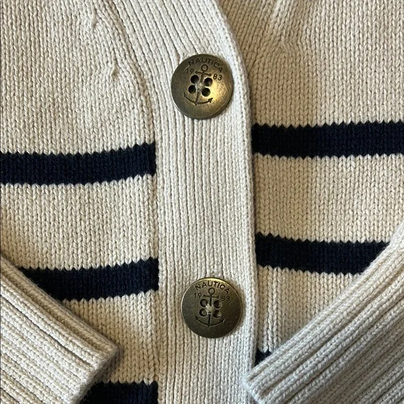 Nautica Jeans Medium Women’s Lake Crew Striped Cardigan - Picture 5 of 7